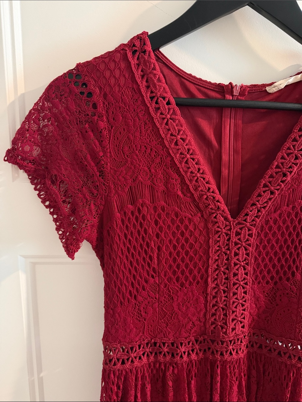 Altar’d State Red Lace/crochet V-Neck Women’s long dress